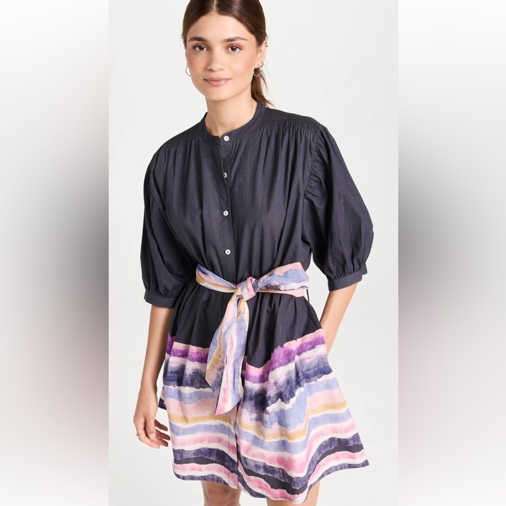 CHUFY Kissa 3/4 Sleeve Mini Dress Kaia Navy Print NWT